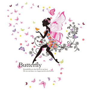 [SHIJUEHEZI] Fairy Girl Wall Stickers DIY Butterflies