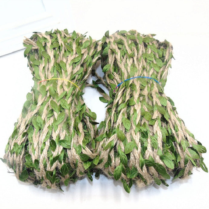 2M 5M Jute Ivy Rattan Artificial Silk Green