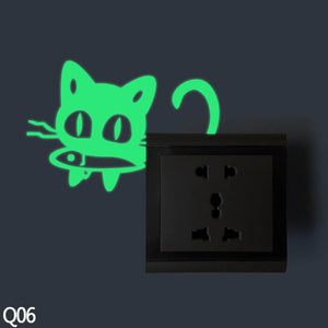 Cute Cartoon Kitten Cat Switch Sticker Fluorescent Luminous